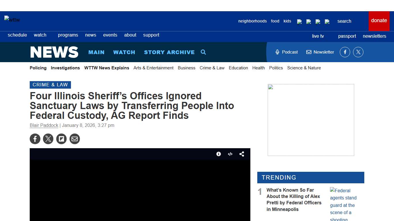 Four Illinois Sheriff’s Offices Ignored Sanctuary Laws by Transferring People Into Federal Custody, AG Report Finds Chicago News WTTW