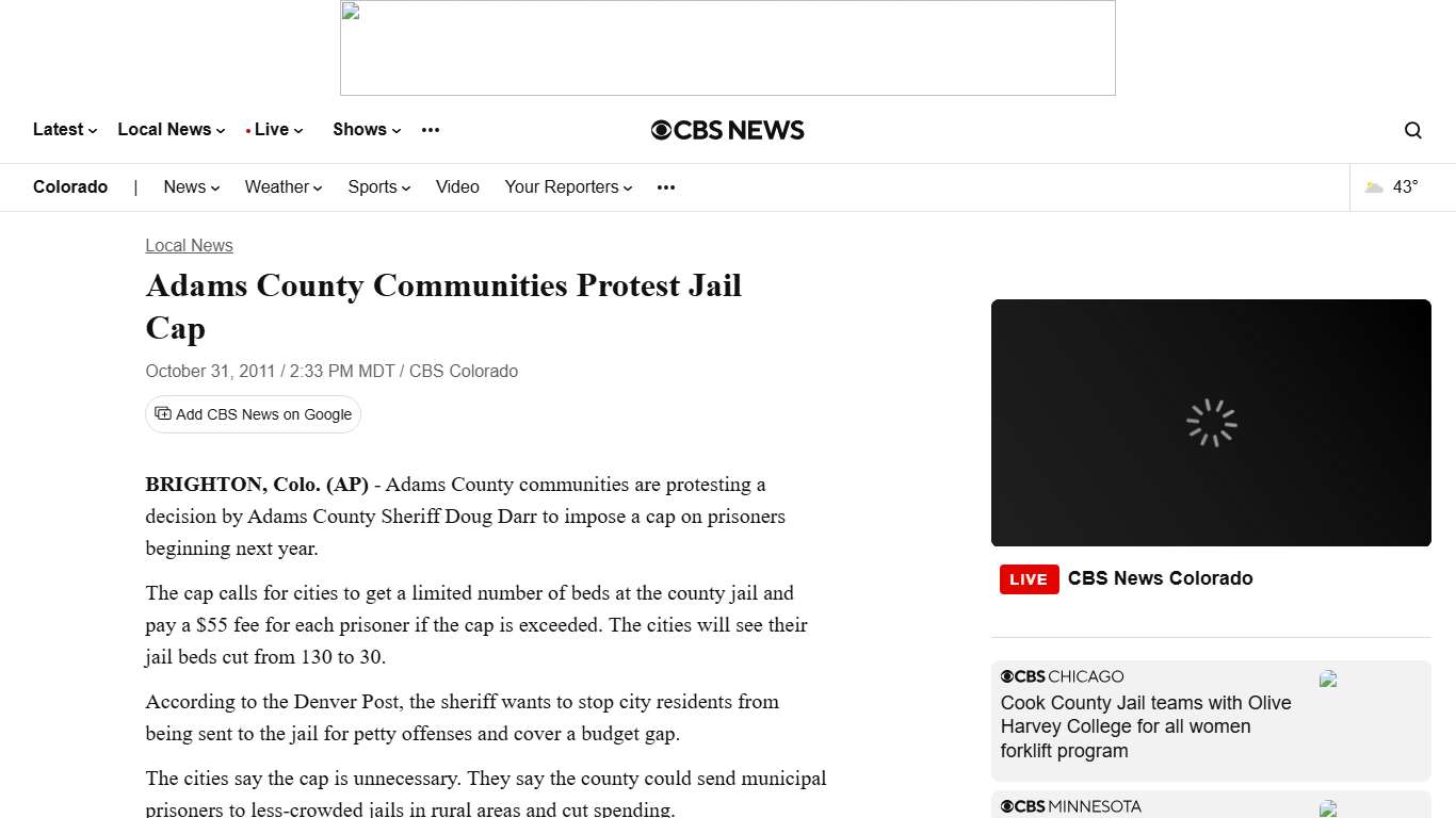 Adams County Communities Protest Jail Cap - CBS Colorado